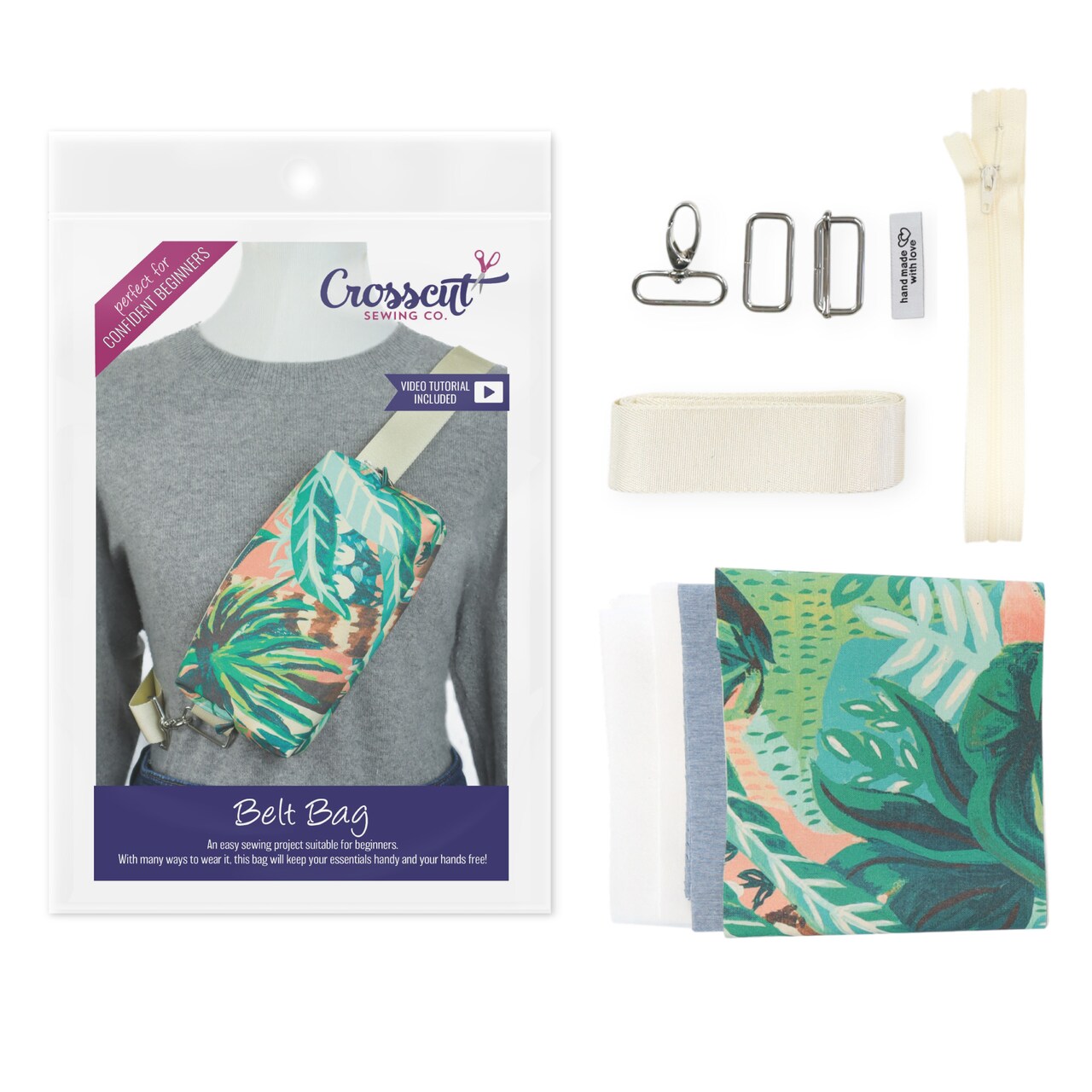 Crosscut Sewing Co.® Belt Bag Sewing Project Kit - Beginner Friendly DIY Sewing Kit